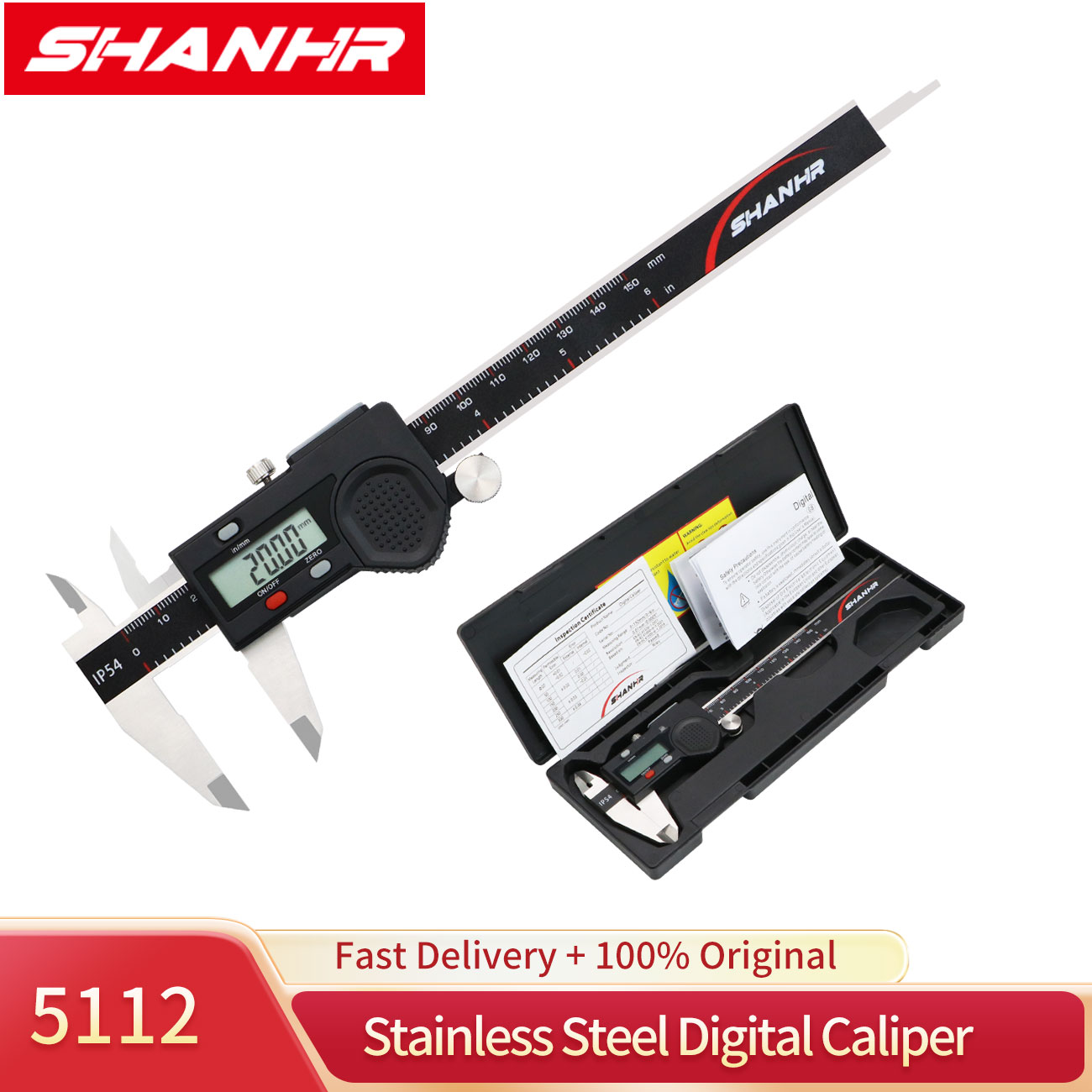 Digital Caliper 150Mm Stainless Steel - Elektroniczny suwmiarka elektroniczna SHANHR 150mm, cyfrowa