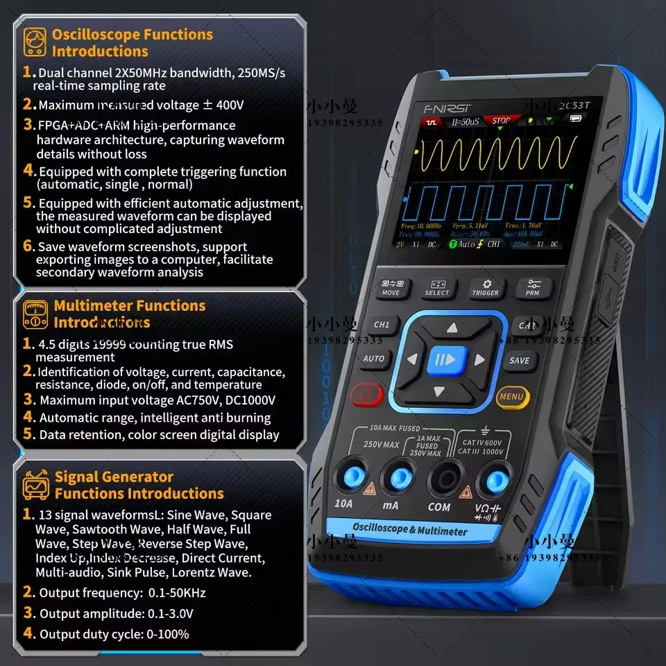 FNIRSI 2C23T10MHz, 2C53T 50MHz – Fnirsi Digital Oscilloscope Handheld recenzja i cena